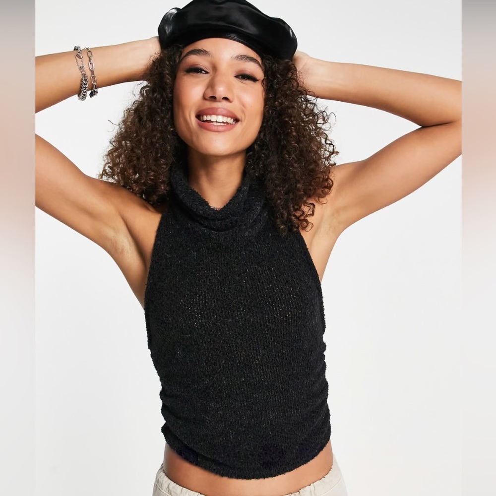 Free People Autumn Angst Black Sweater Tank Top